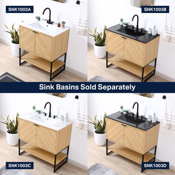 Juhl Chevron-Front Modern Minimalist 2-Shelf Bath Vanity Cabinet Only (Sink Basin Not Included)